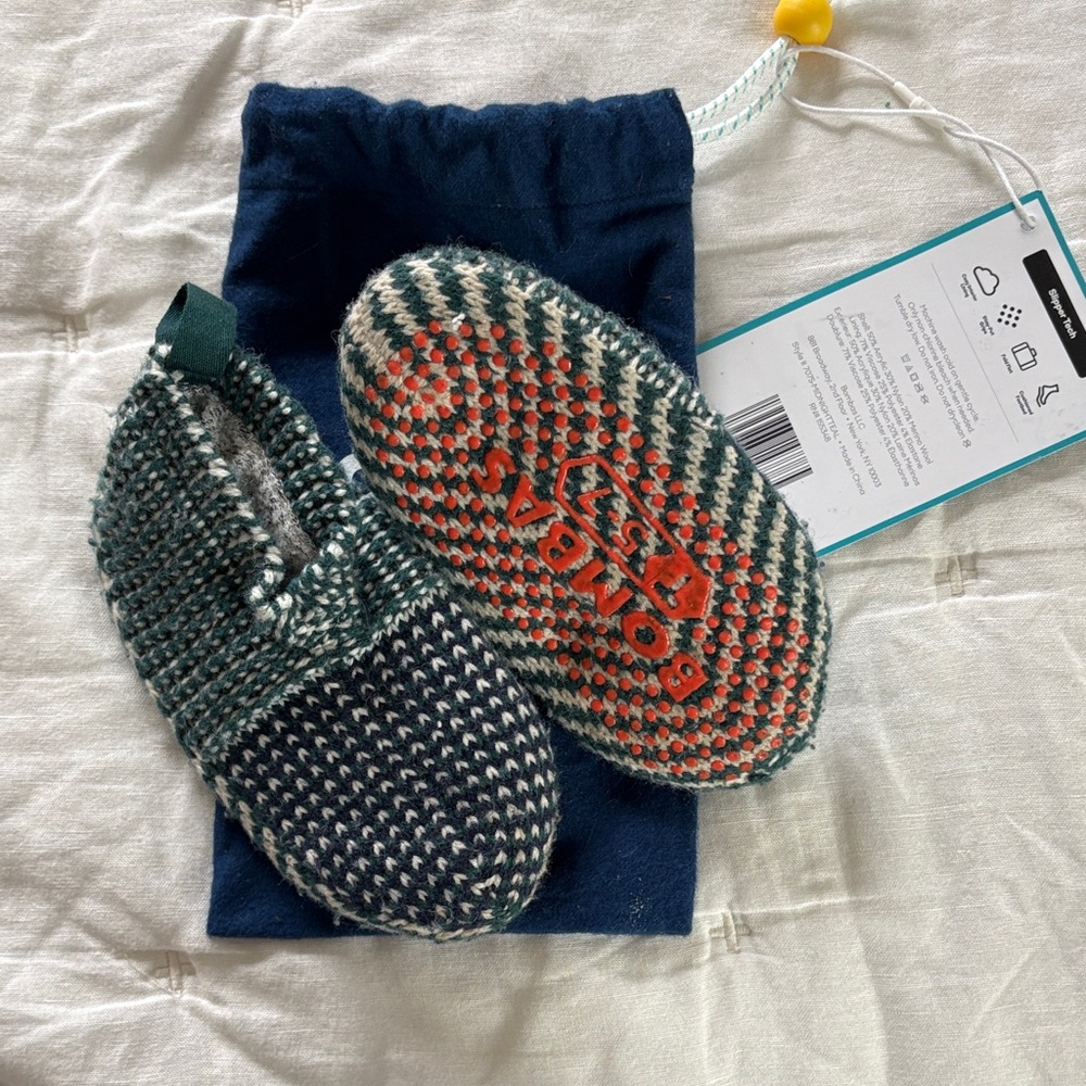 Bombas baby Knit Slippers - Navy, Gray and Orange